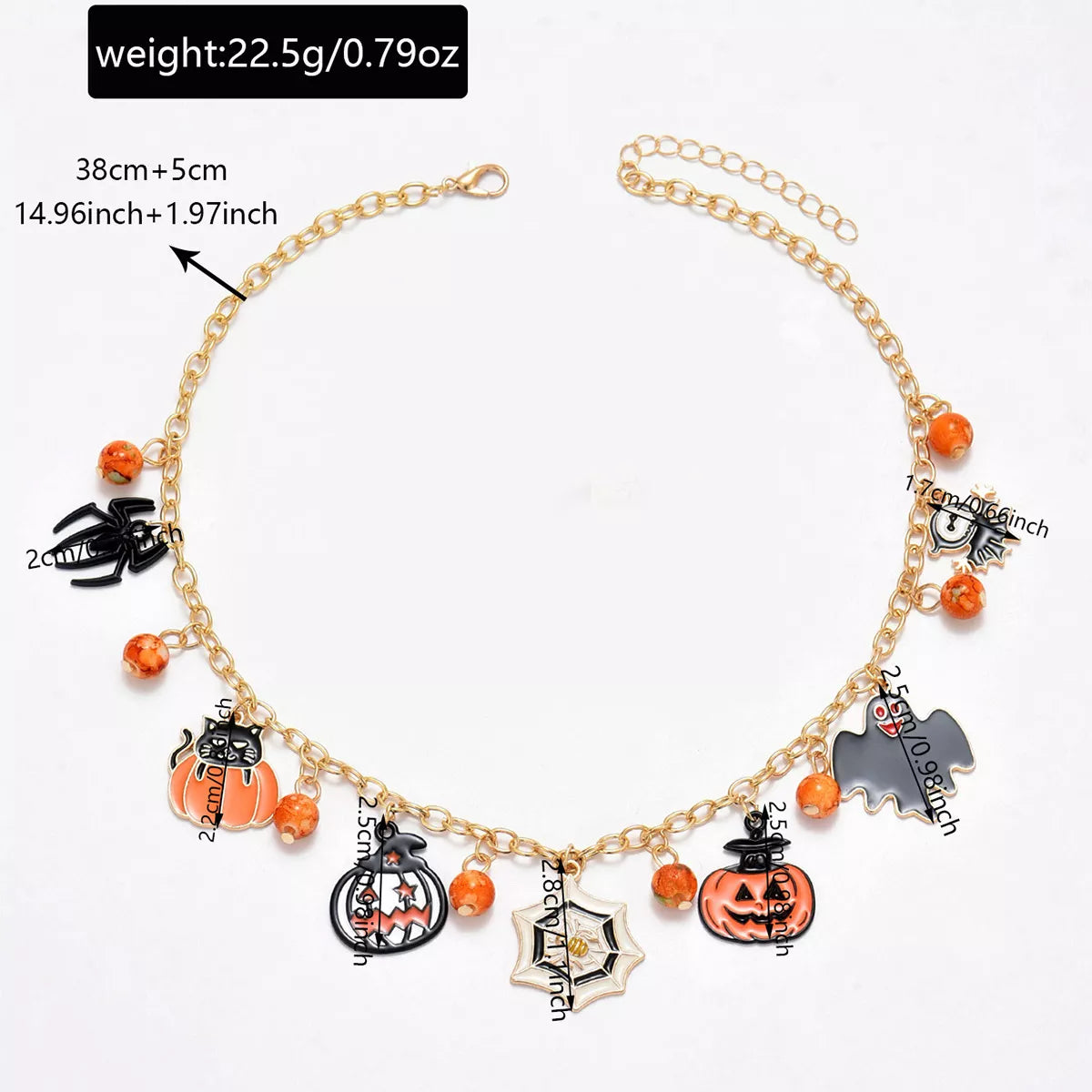 Halloween Charm Necklace — Pumpkin & Bat