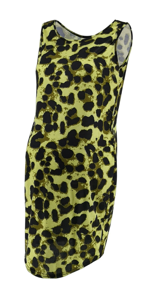 Leopard Print Sleeveless Maternity Dress – Bodycon Midi – view 5