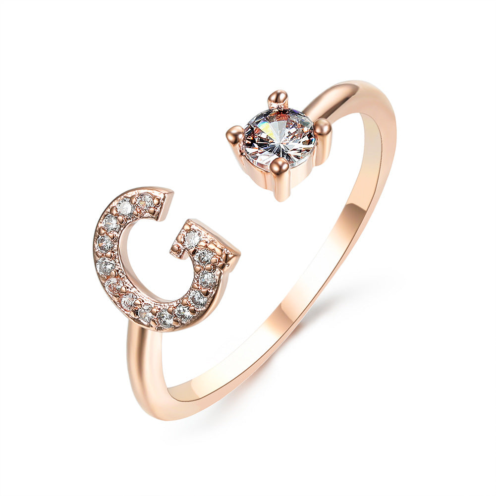 Adjustable initial ring – Rose Gold / G