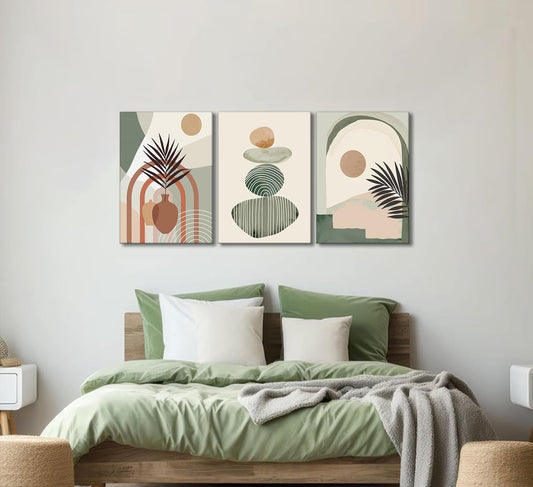 Boho Sun & Leaf Canvas Wall Art – Set of 3, 12 × 16 in – view 2