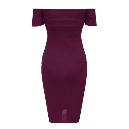 Off-Shoulder Bodycon Maternity Dress – Back-Zip Party Dress – view 3