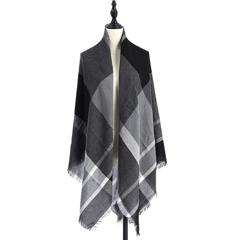 Plaid Square Blanket Scarf – 55 × 55 in – C5