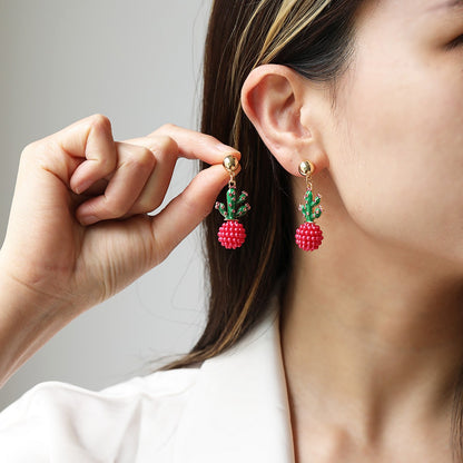 Cactus Earrings – Red Bead or Gold-Tone Cactus