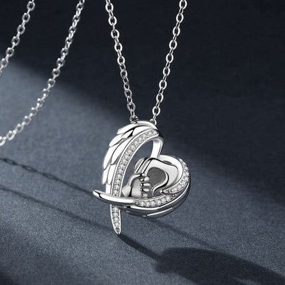 Holding Hands Heart Pendant – Mama Keepsake Necklace – view 4