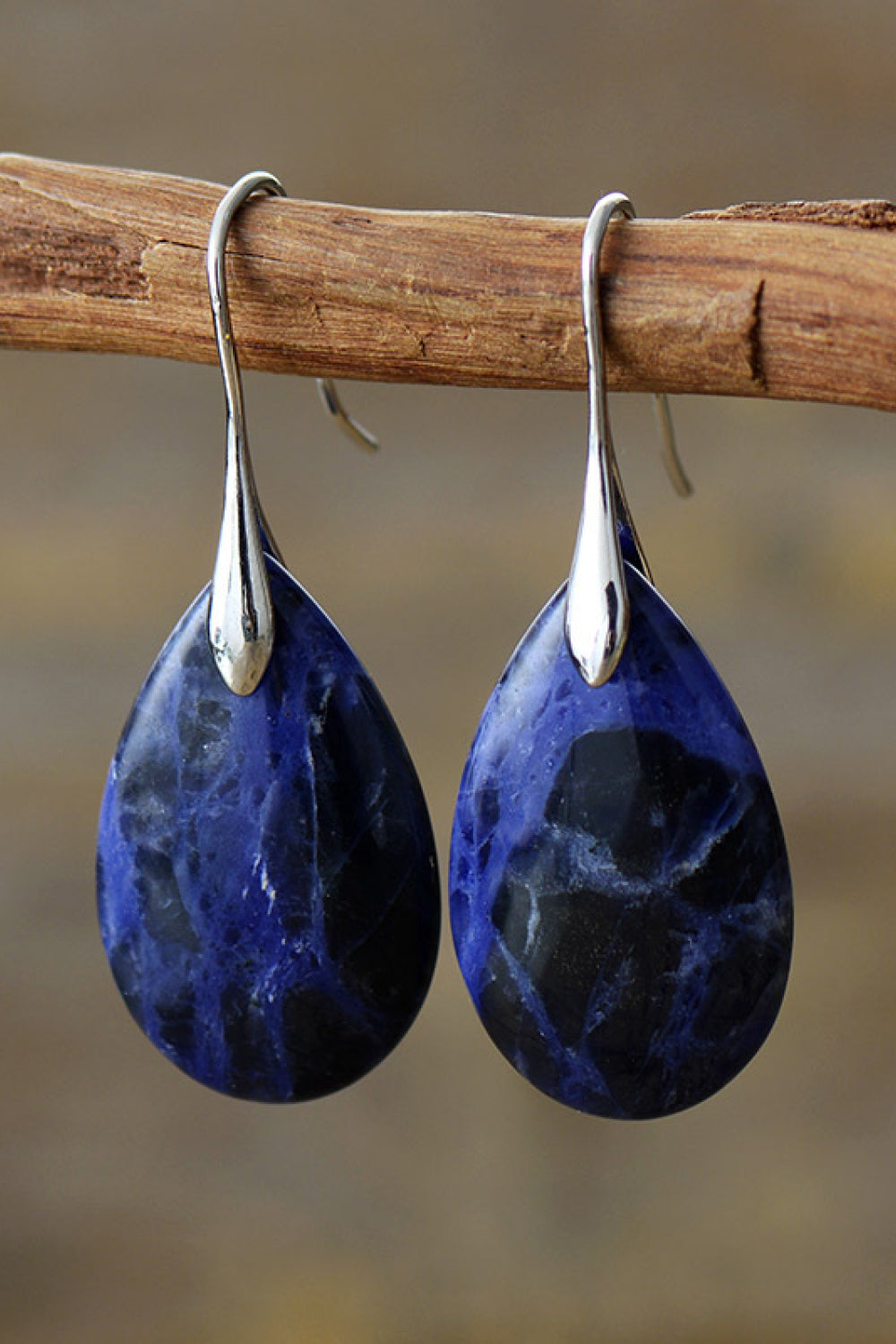 Metal-Trim Teardrop Stone Earrings — product photo 4 | Organic Truth