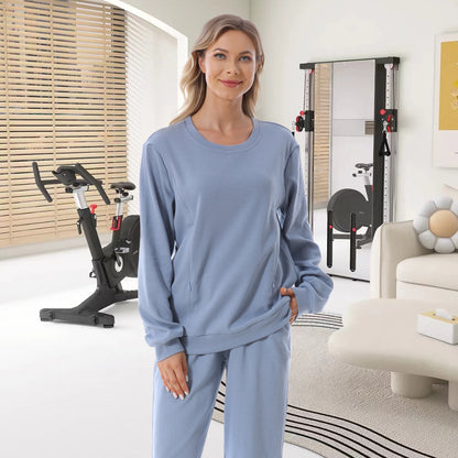 Nursing Sweatshirt – Zip Access, Waffle Knit Pullover – view 5