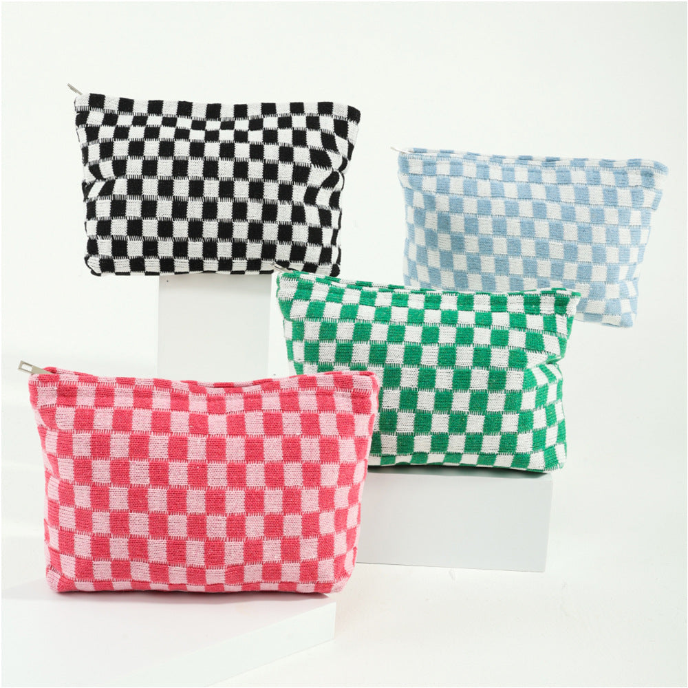 Checkered Knit Makeup Bag – 9 Colors – view 5