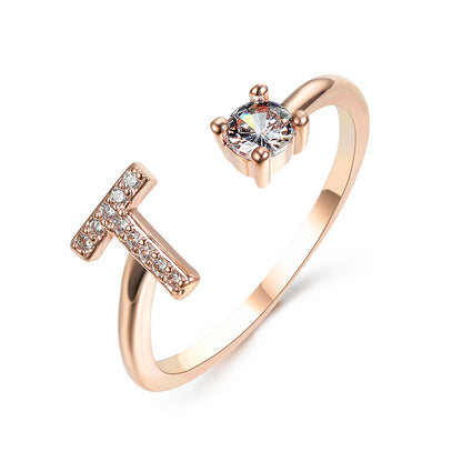 Adjustable initial ring – Rose Gold / T