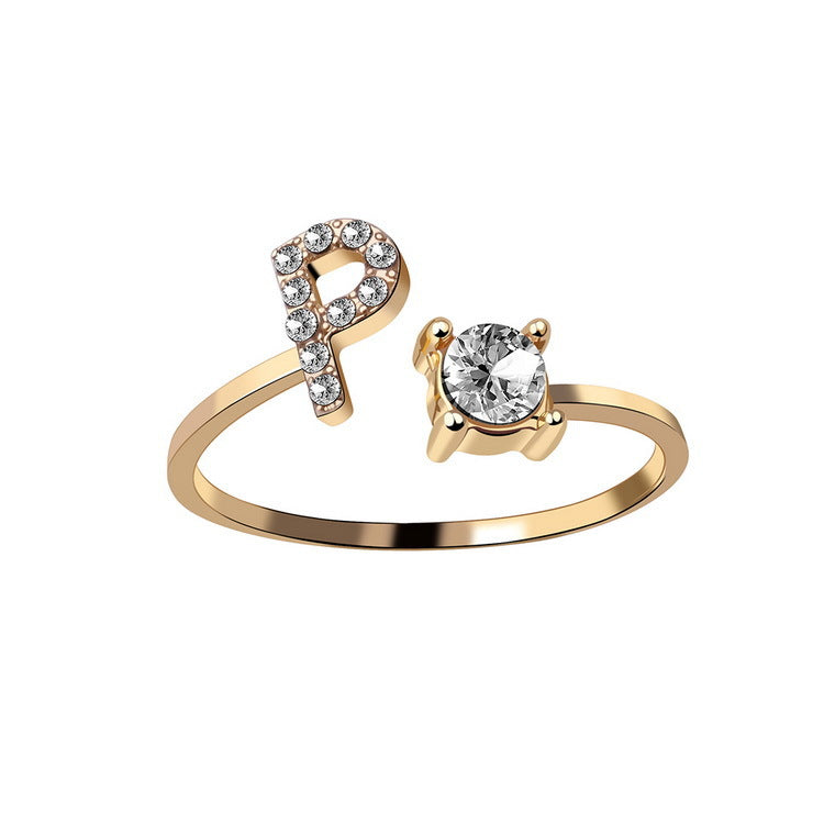 Adjustable initial ring – Gold / P