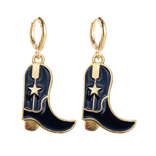 Cowgirl Boot Earrings – Enamel Hat & Boot Huggies, 4 Styles – view 2