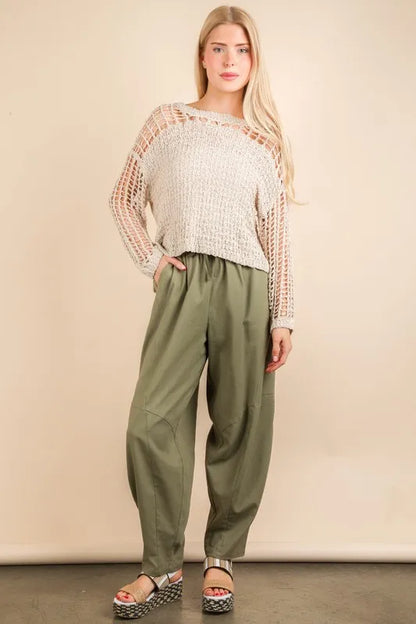 Solid Barrel Woven Pants