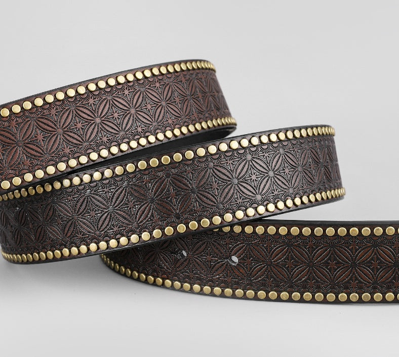 Longhorn Studded Western Belt – 4 Buckle Styles – view 6