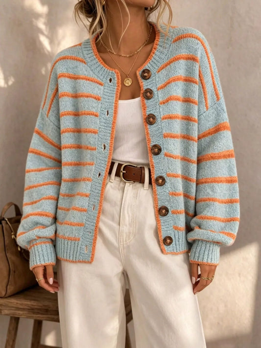 Striped Knit Cardigan – Button-Down — view 2