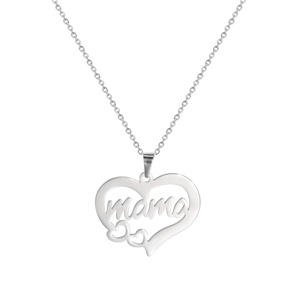 Hollow Heart Mama Necklace – Script Pendant – view 7
