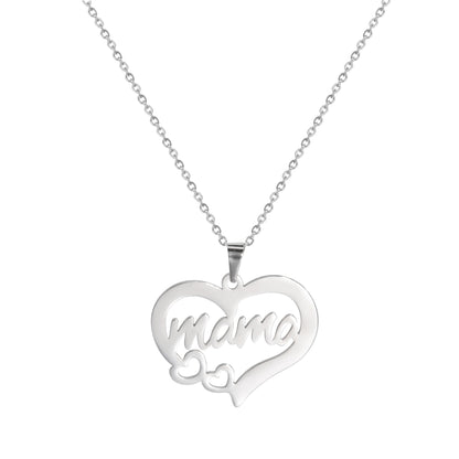 Hollow Heart Mama Necklace – Script Pendant – view 7