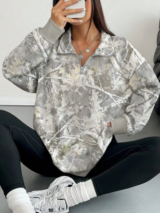 Quarter-Zip Printed Sweatshirt with Ribbed Cuffs — product photo 2 | Organic Truth