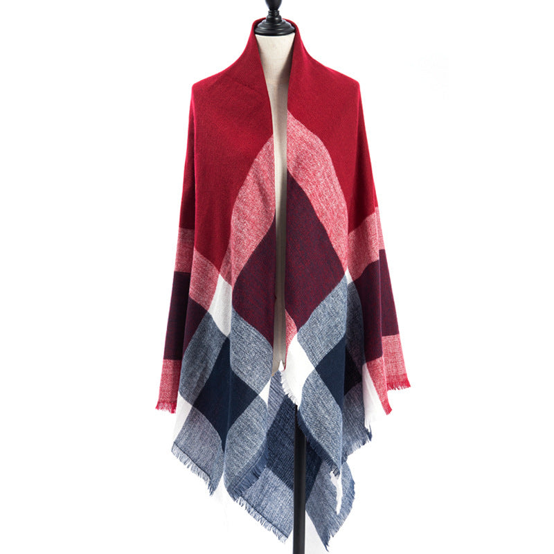 Plaid Square Blanket Scarf – 55 × 55 in – B2