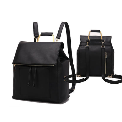 Faux Leather Diaper Bag Backpack – Drawstring, 2 Colors – Black