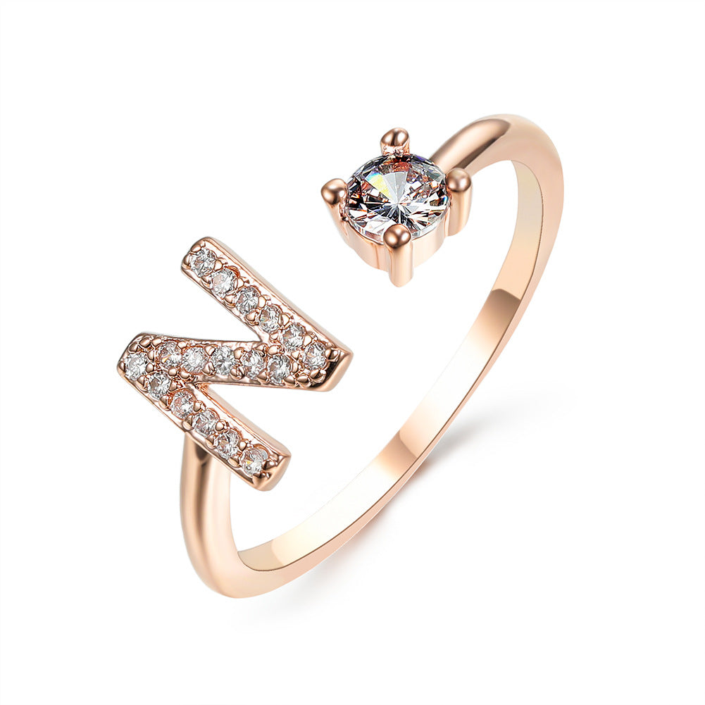 Adjustable initial ring – Rose Gold / N