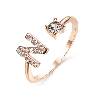 Adjustable initial ring – Rose Gold / N