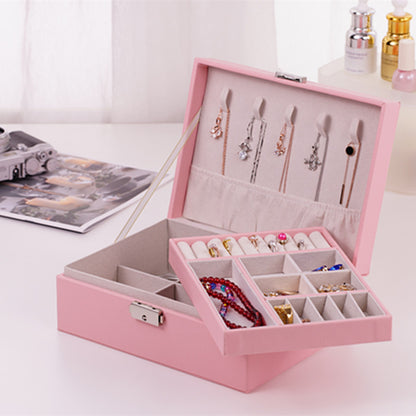 Two-Tier Faux Leather Jewelry Box