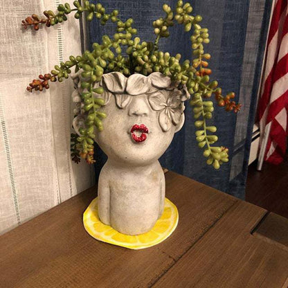 Resin Face Planter with Flower Crown – view 4