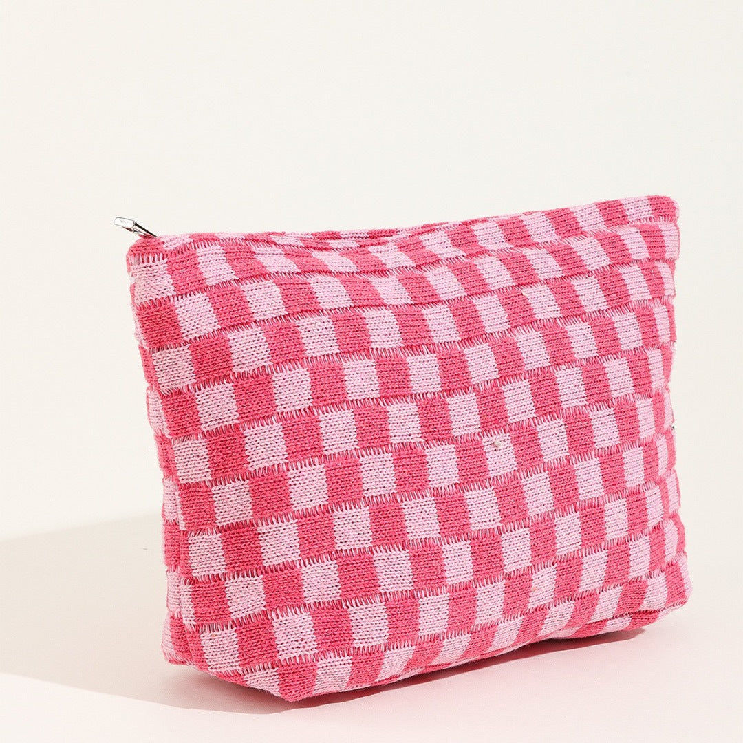 Checkered Knit Makeup Bag – 9 Colors – view 12