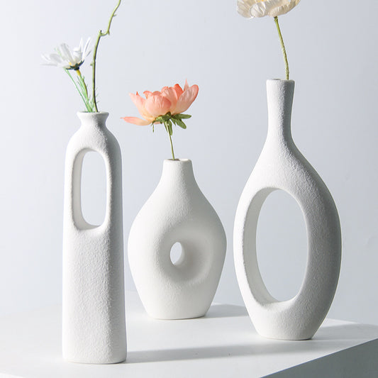 Matte Ceramic Hollow Vase – 4 Shapes
