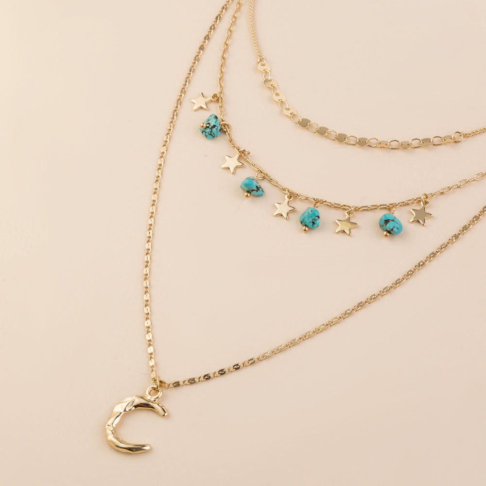 Layered Moon and Star Necklace – view 2