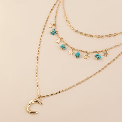 Layered Moon and Star Necklace – view 2