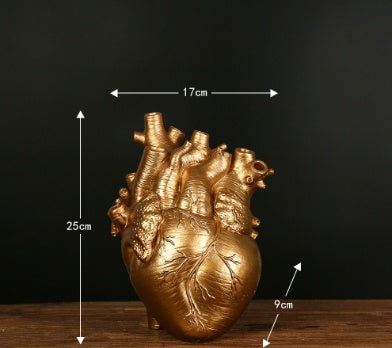 Anatomical Heart Resin Vase – Gold