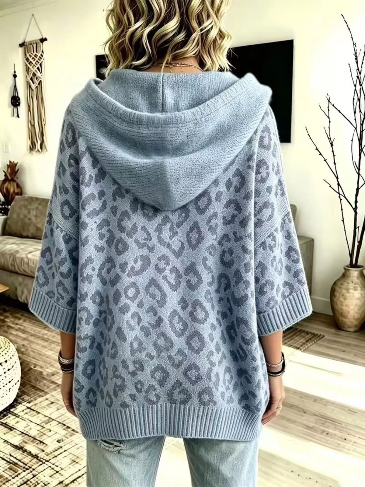 Leopard Hooded Sweater – Drawstring — view 10