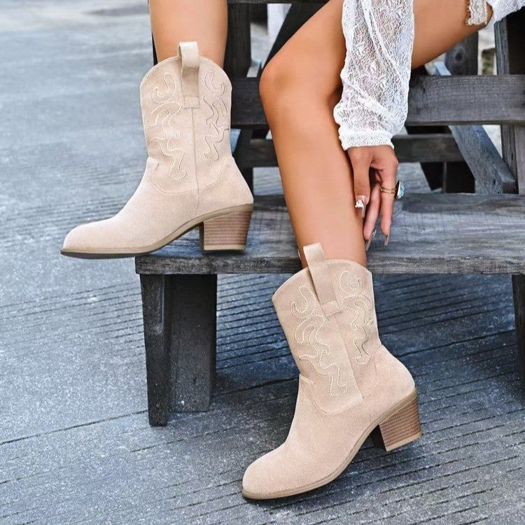 Pointed-Toe Western Boots – Faux Suede, 6 Colors – view 11