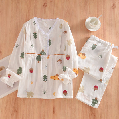 Gauze Nursing Pajama Set – Long-Sleeve Top & Pants – view 7