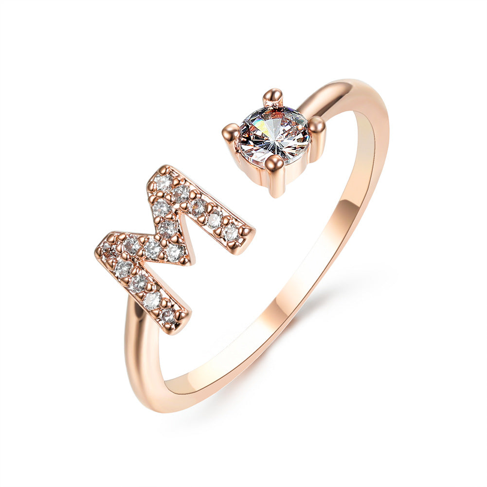 Adjustable initial ring – Rose Gold / M