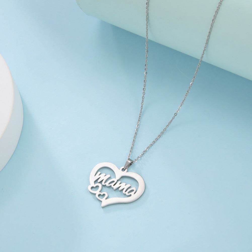 Hollow Heart Mama Necklace – Script Pendant – view 10