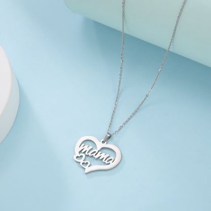 Hollow Heart Mama Necklace – Script Pendant – view 10