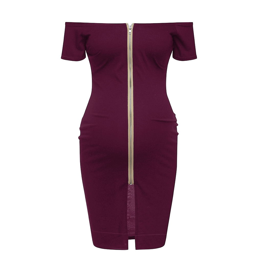 Off-Shoulder Bodycon Maternity Dress – Back-Zip Party Dress – view 7