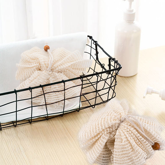 Ramie Bath Pouf with Wooden Bead – 8 in