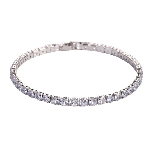 CZ tennis bracelet: Silver-Tone Cubic Zirconia Tennis Bracelet with Extender