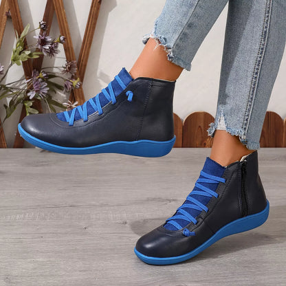 Faux Leather Ankle Boots – Lace-Up — view 22
