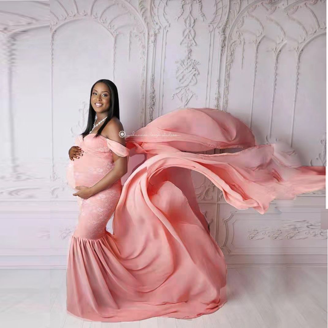 Flutter-Sleeve Maternity Maxi Dress – Ruffle Photoshoot Gown