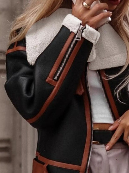 Faux Shearling-Lined Zip-Up Jacket — view 5