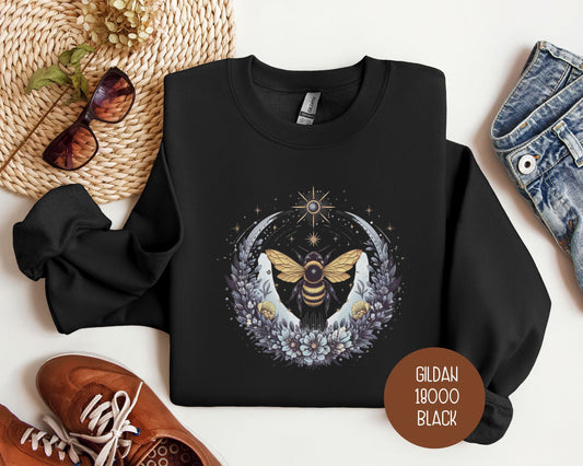 Boho Celestial Floral Bee Sweatshirt-0