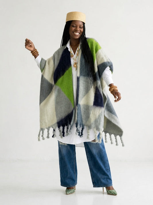 Vibrant Geometric Tassel Kimono-0