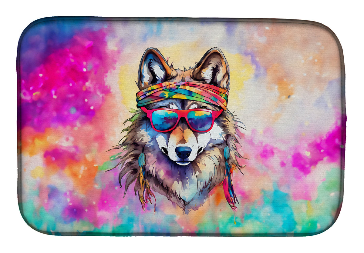 Hippie Animal Wolf Dish Drying Mat-0