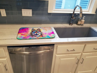 Hippie Animal Wolf Dish Drying Mat-2