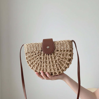 Semicircle Straw Crossbody Bag Hollow Out Cutout Woven Shoulder Bag-4