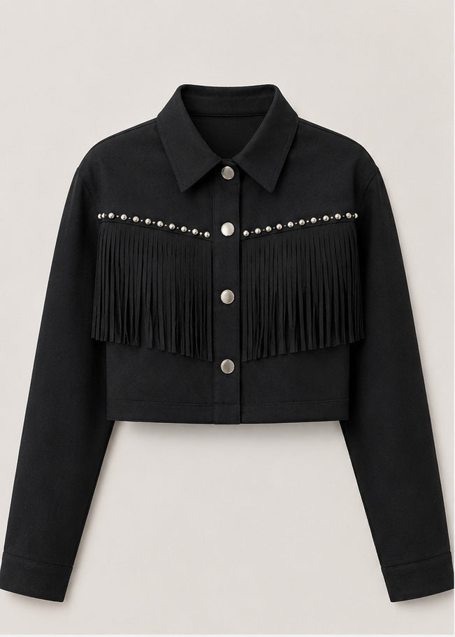 Cropped Fringe Jacket – Studded Yoke, 6 Colors – view 5
