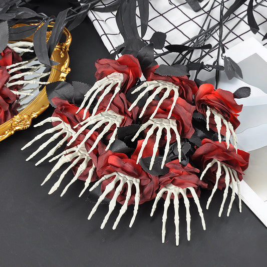 Skeleton hand rose: Skeleton Hand Rose Halloween Decor – 4 Colors